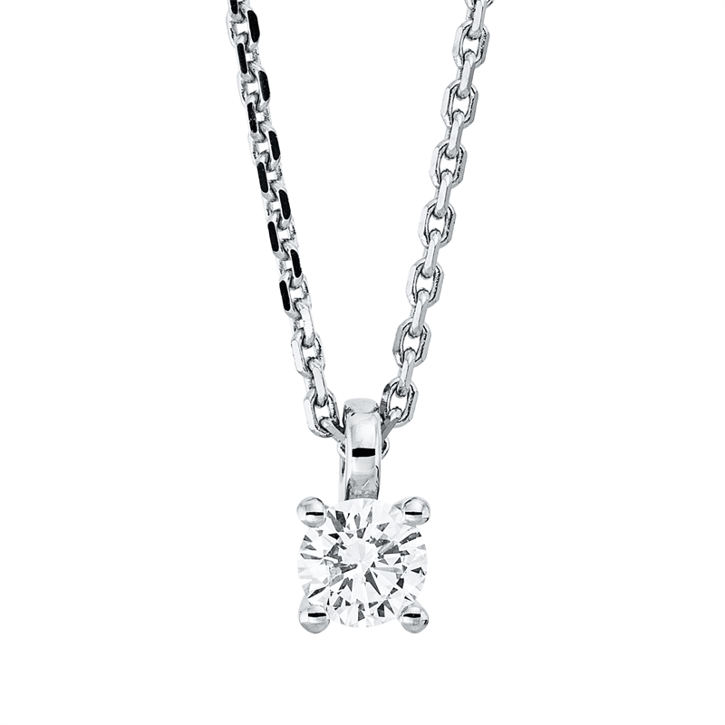 Collier 18 kt WG, mit ZÖ 42 cm, 1 Brill. 0,25 ct, TW-si