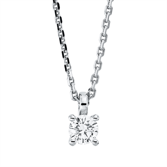 Collier 18 kt WG, mit ZÖ 42 cm, 1 Brill. 0,25 ct, TW-si