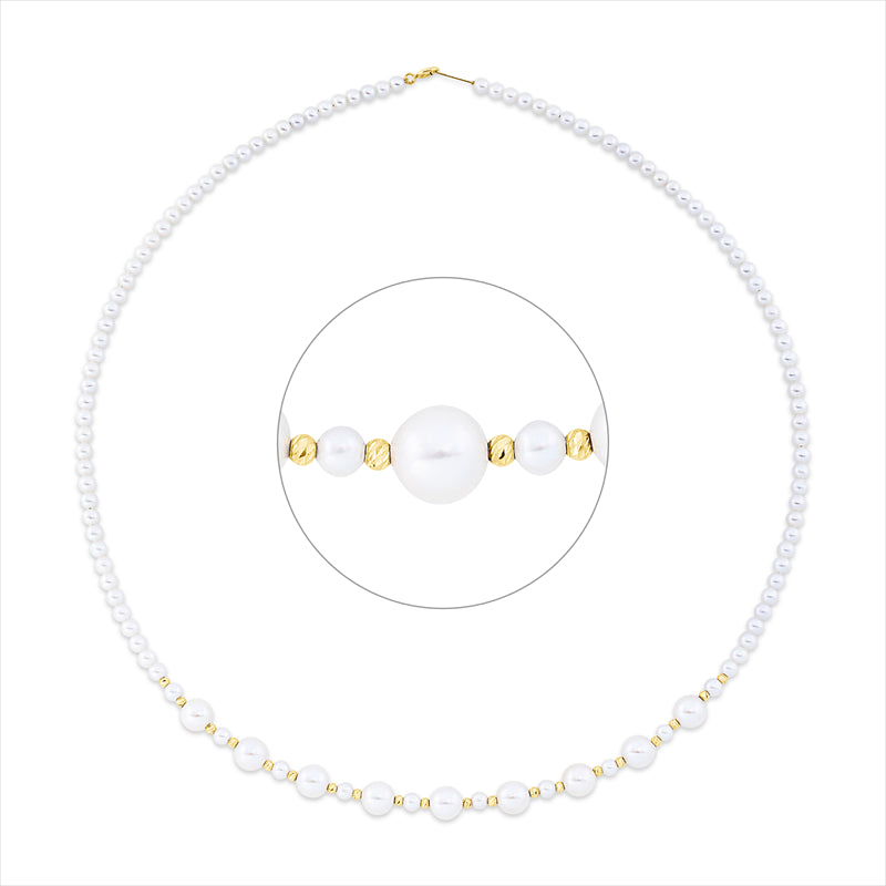 Collier 18 kt GG, 9 SW weiß 5,5 mm, 106 SW weiß 3 mm, L:40,0 cm