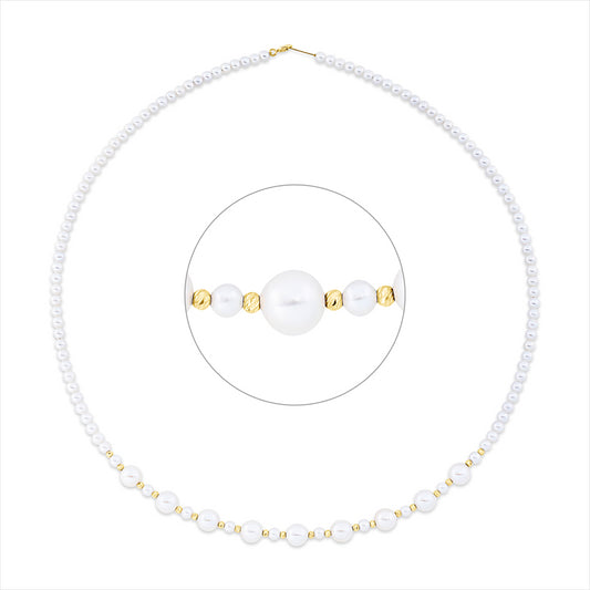 Collier 18 kt GG, 9 SW weiß 5,5 mm, 106 SW weiß 3 mm, L:40,0 cm
