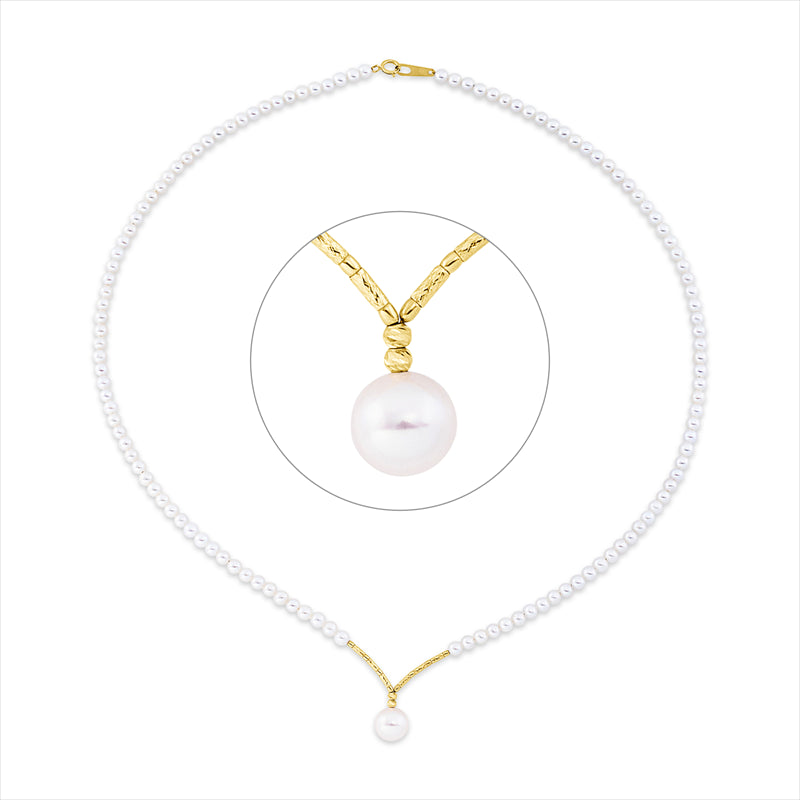 Collier 18 kt GG, 1 SW weiß 7 mm, 122 SW weiß 3 mm, L:40,0 cm