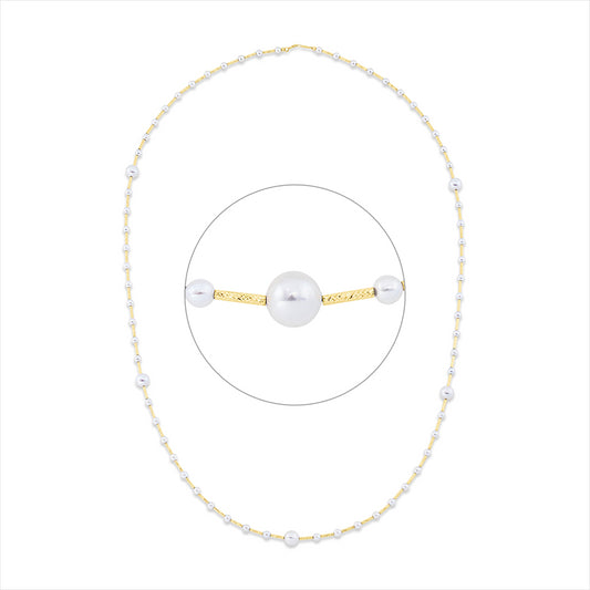 Collier 18 kt GG, 5 SW weiß 6 mm, 62 SW weiß 3 mm, L:60,0 cm