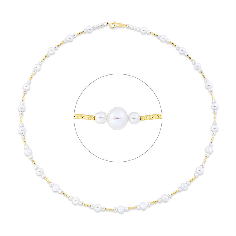 Collier 18 kt GG, 25 SW weiß 5 mm, 162 SW weiß 2,5 mm, L:40,0 cm