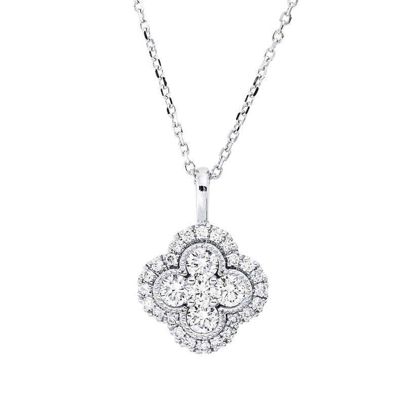 Collier 18 kt WG, mit ZÖ 40 cm, 29 Brill. 0,35 ct, TW-si