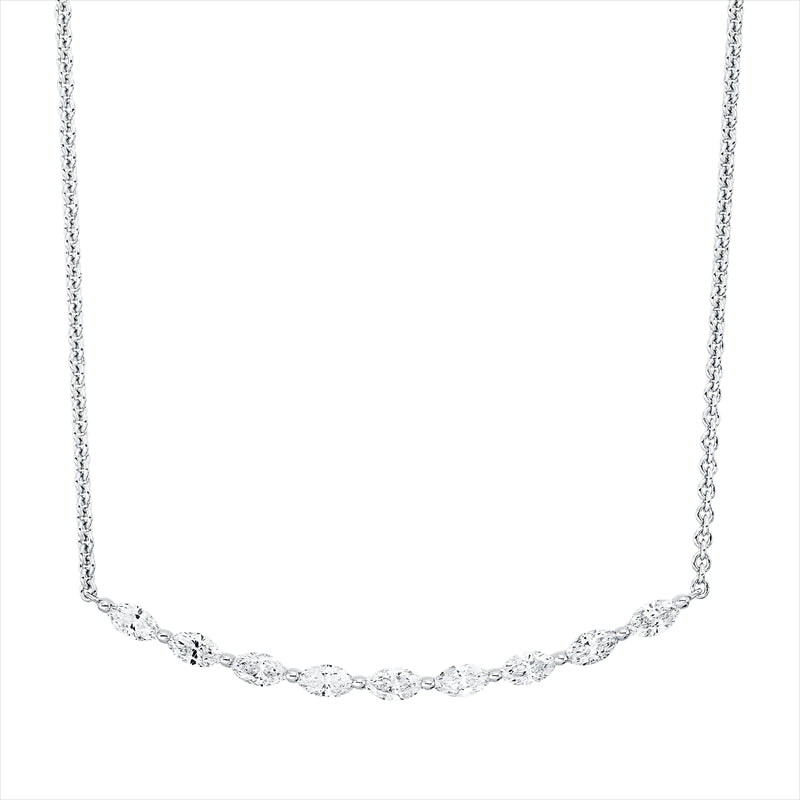 Collier 18 kt WG, 9 Nav. 0,54 ct, TW-si