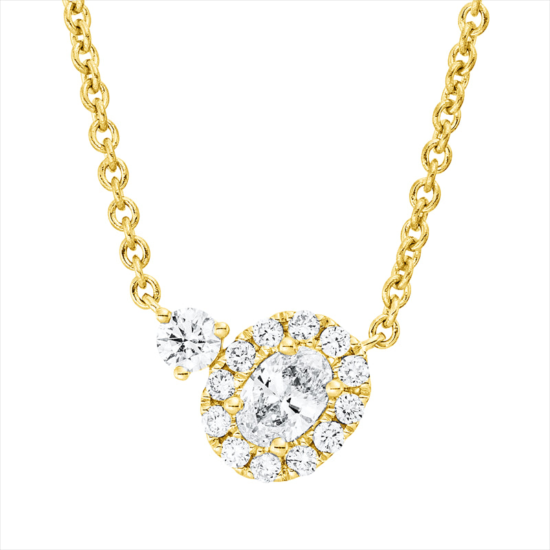 Collier 18 kt GG, 1 Brill. 0,08 ct, TW-si, 1 Oval 0,19 ct, TW-vsi, 12 Brill. 0,12 ct, TW-si