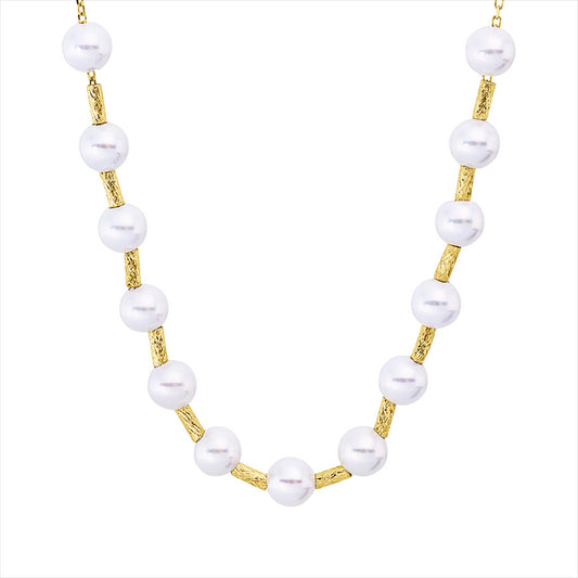 Collier 18 kt GG, mit ZÖ 40,6 cm, 13 SW weiß 0,97 mm, L:45,7 cm