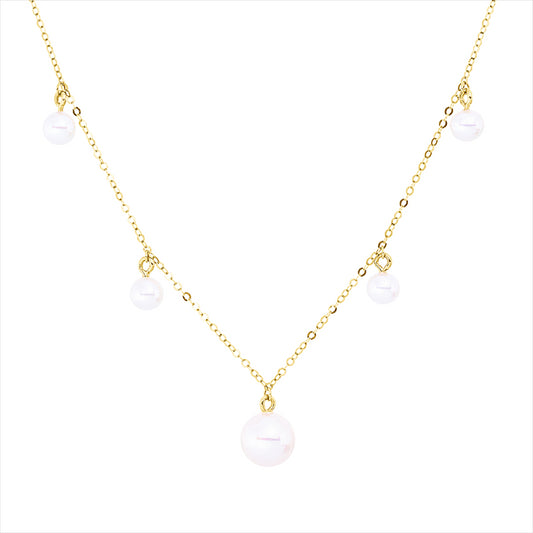 Collier 18 kt GG, mit ZÖ 40,6 cm, 7 SW weiß 4 mm, L:45,7 cm