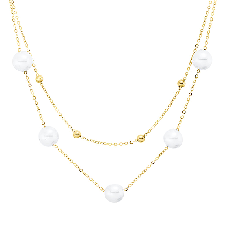 Collier 18 kt GG, 5 SW weiß 6 mm, L:43,2 cm