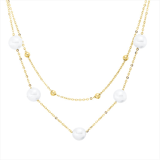 Collier 18 kt GG, 5 SW weiß 6 mm, L:43,2 cm