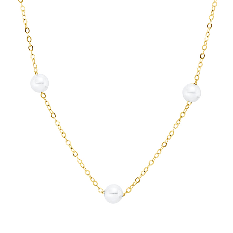 Collier 18 kt GG, mit ZÖ 40,6 cm, 13 SW weiß 3,5 mm, L:45,7 cm
