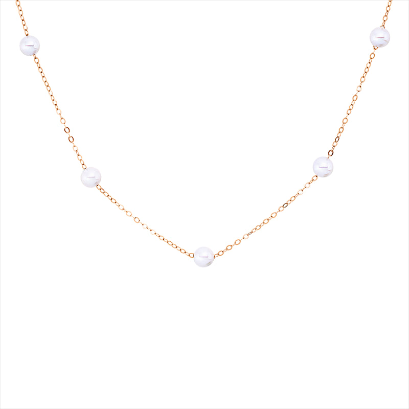 Collier 18 kt RG, mit ZÖ 40,6 cm, 13 SW weiß 3,5 mm, L:45,7 cm