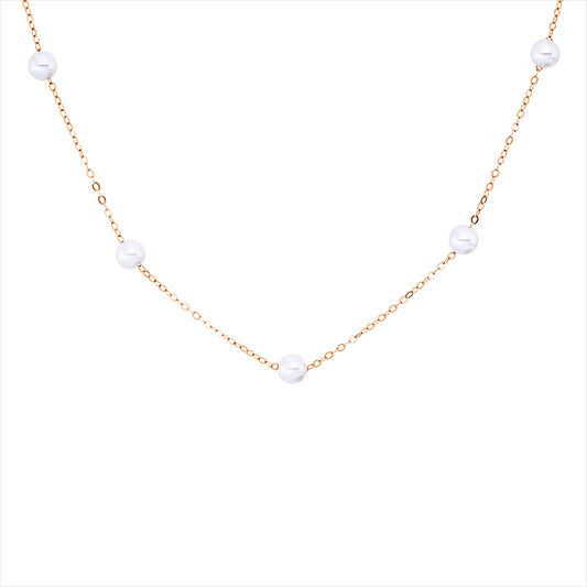 Collier 18 kt RG, mit ZÖ 40,6 cm, 13 SW weiß 3,5 mm, L:45,7 cm