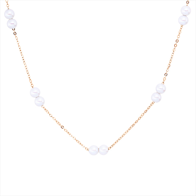 Collier 18 kt RG, mit ZÖ 40,6 cm, 18 SW weiß 3,5 mm, L:45,7 cm