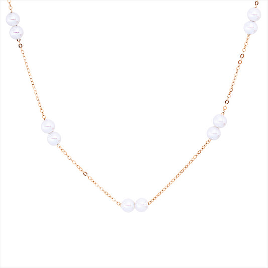 Collier 18 kt RG, mit ZÖ 40,6 cm, 18 SW weiß 3,5 mm, L:45,7 cm