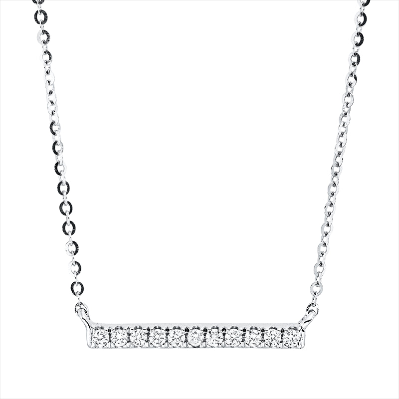 Collier 18 kt WG, mit ZÖ 42 cm, 11 Brill. 0,10 ct, TW-si