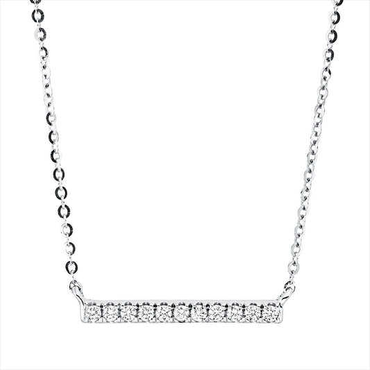 Collier 18 kt WG, mit ZÖ 42 cm, 11 Brill. 0,10 ct, TW-si