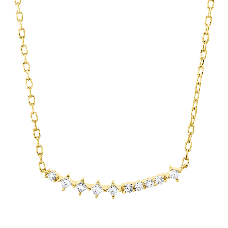 Collier 18 kt GG, mit ZÖ 40 cm + 43 cm, 5 Princ. 0,09 ct, TW-si, 5 Brill. 0,07 ct, TW-pi