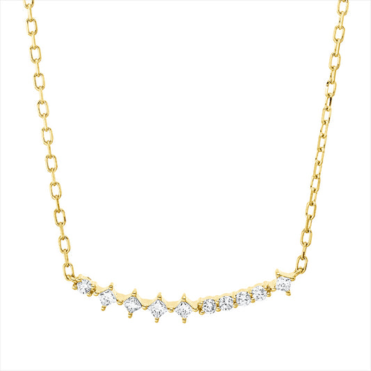 Collier 18 kt GG, mit ZÖ 40 cm + 43 cm, 5 Princ. 0,09 ct, TW-si, 5 Brill. 0,07 ct, TW-pi