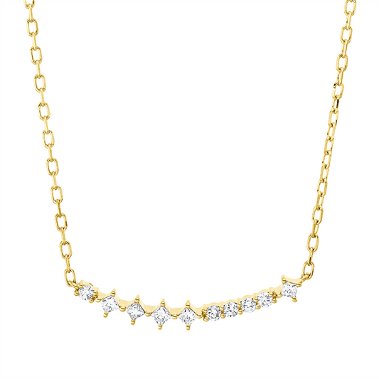 Collier 18 kt GG, ZÖ 40,6+43 cm, 5 Princ. 0,09 ct, TW-si, 5 Brill. 0,07 ct, TW-pi
