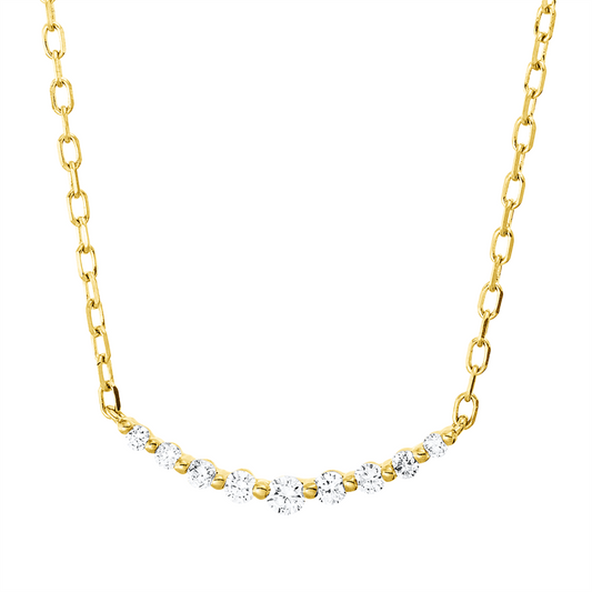 Collier 18 kt GG, ZÖ 40,6+43 cm, 2 Brill. 0,02 ct, TW-pi, 7 Brill. 0,10 ct, TW-pi