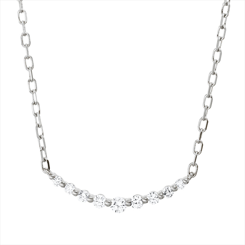 Collier 18 kt WG, mit ZÖ 40 cm + 43 cm, 7 Brill. 0,14 ct, TW-pi, 2 Brill. 0,02 ct, TW-pi