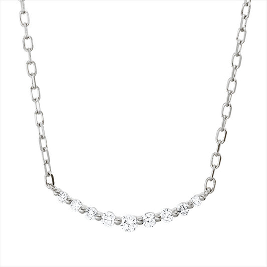 Collier 18 kt WG, mit ZÖ 40 cm + 43 cm, 7 Brill. 0,14 ct, TW-pi, 2 Brill. 0,02 ct, TW-pi
