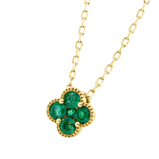 Collier 18 kt GG, ZÖ 40,6+43 cm, 4 Smaragde 0,35 ct grün, 1 Smaragd 0,02 ct grün