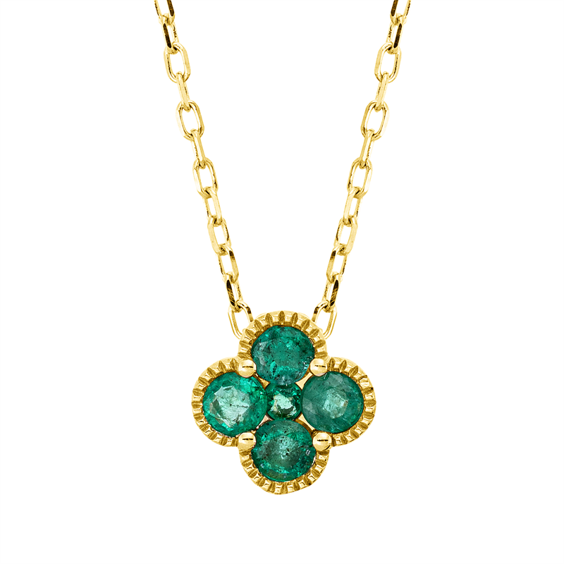 Collier 18 kt GG, ZÖ 40,6+43 cm, 4 Smaragde 0,35 ct grün, 1 Smaragd 0,02 ct grün