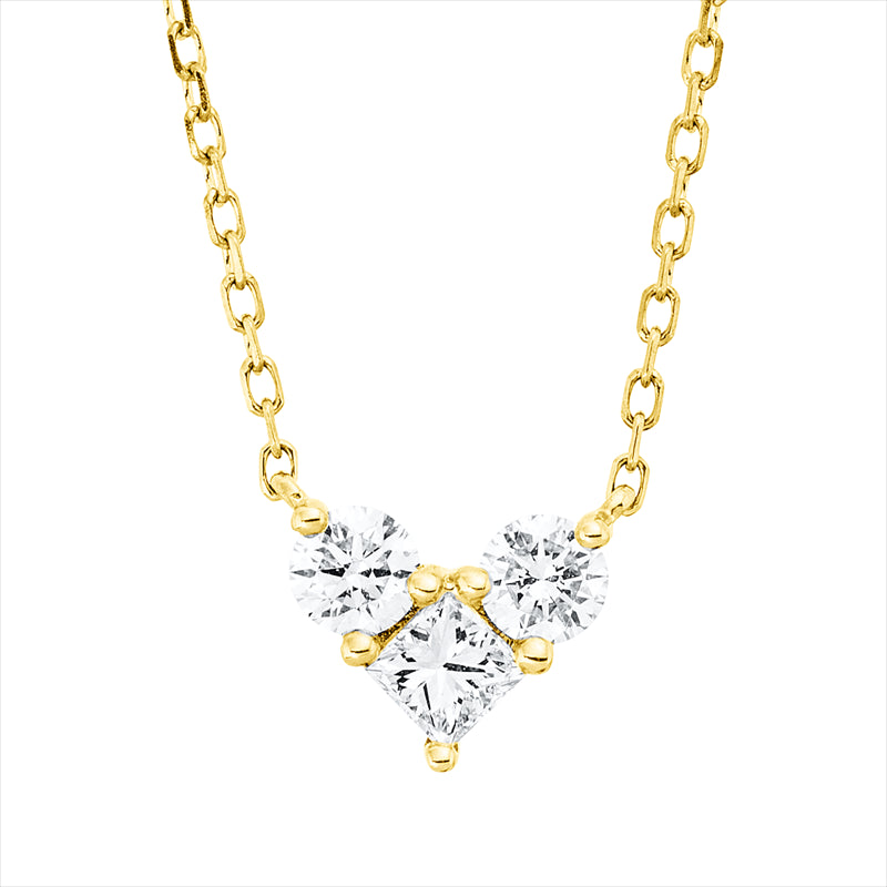 Collier 18 kt GG, mit ZÖ 40,6 cm, 1 Princ. 0,11 ct, TW-vsi, 2 Brill. 0,18 ct, TW-si