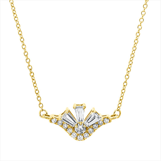 Collier 18 kt GG, mit ZÖ 40,6 cm, 3 Trap. 0,14 ct, TW-vsi, 12 Brill. 0,10 ct, TW-si