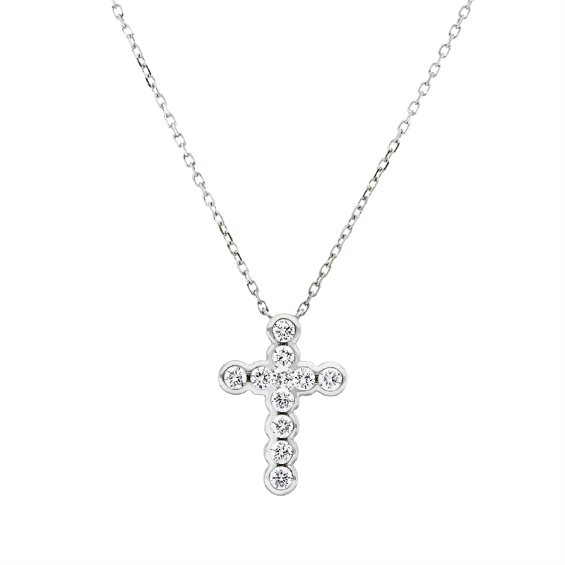 Collier 18 kt WG, mit ZÖ 40 cm, 11 Brill. 0,35 ct, TW-si