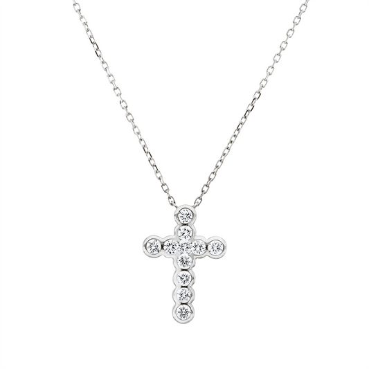 Collier 18 kt WG, mit ZÖ 40 cm, 11 Brill. 0,35 ct, TW-si