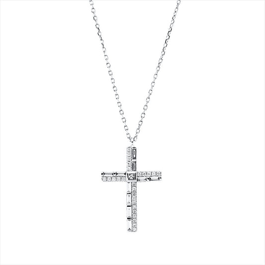 Collier 18 kt WG, 10 Bag. 0,16 ct, TW-vsi, 1 Princ. 0,02 ct, TW-vsi, 26 Brill. 0,10 ct, TW-si