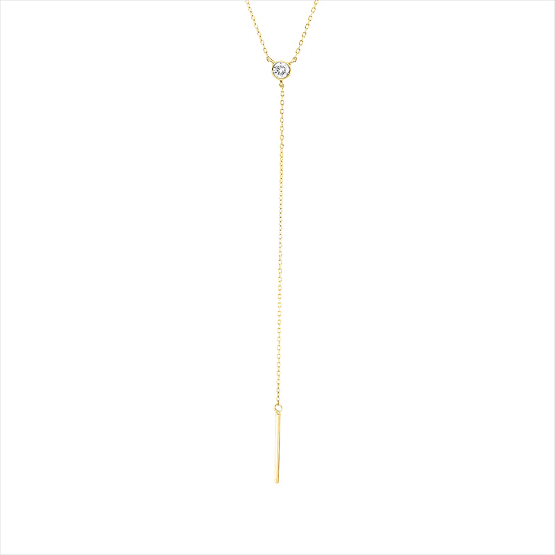 Collier 14 kt GG, mit ZÖ 40,6 cm, 1 Brill. 0,10 ct, TW-si