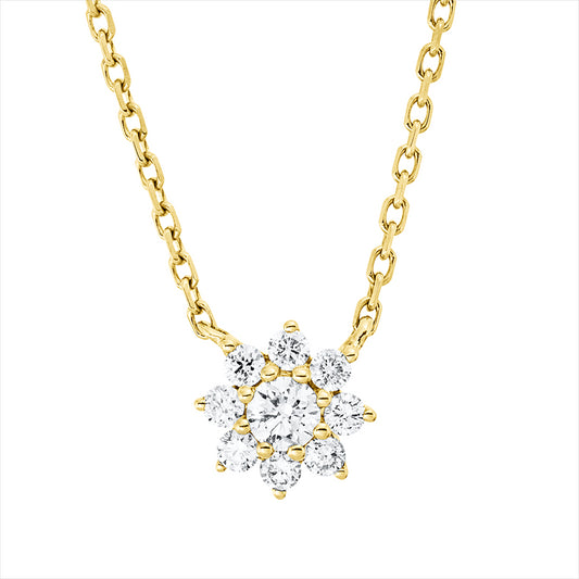 Collier 18 kt GG, mit ZÖ 40 cm + 43 cm, 9 Brill. 0,27 ct, TW-si