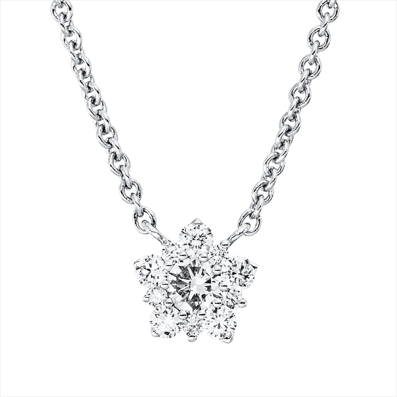Collier 18 kt WG, mit ZÖ 40,6 cm, 11 Brill. 0,32 ct, TW-si