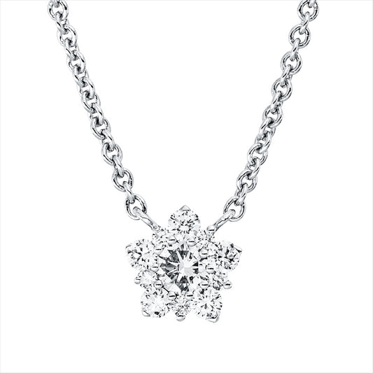 Collier 18 kt WG, mit ZÖ 40,6 cm, 11 Brill. 0,32 ct, TW-si