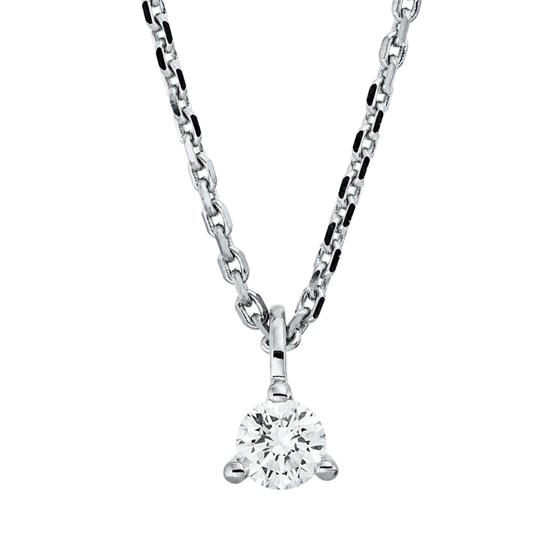 Collier 18 kt WG, mit ZÖ 42 cm, 1 Brill. 0,15 ct, TW-si