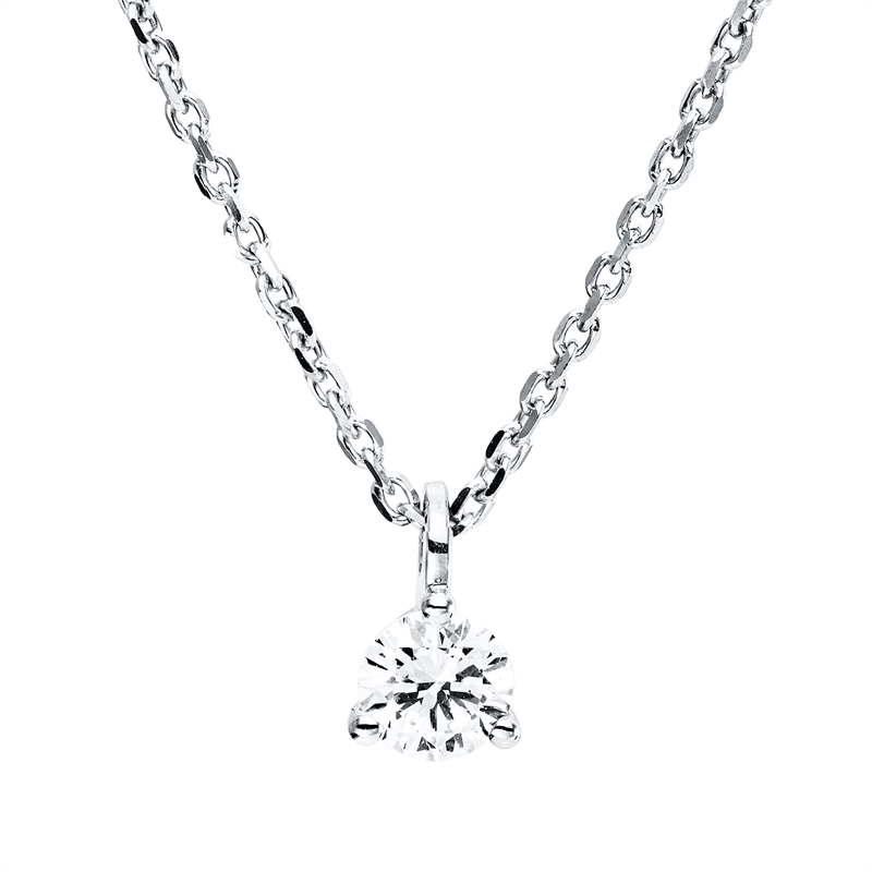 Collier 18 kt WG, GIA6282053324, mit ZÖ 42 cm, 1 Brill. 0,31 ct, F-si