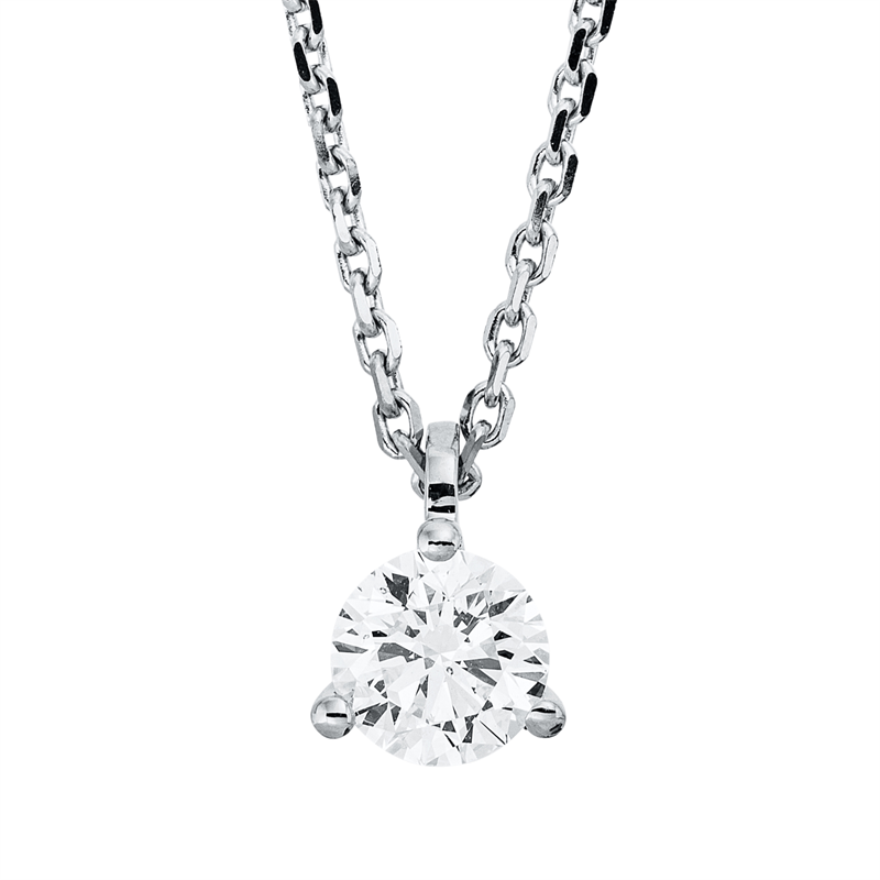 Collier 18 kt WG, GIA6521589811, ZÖ 42 cm, 1 Brill. 0,70 ct, F-si