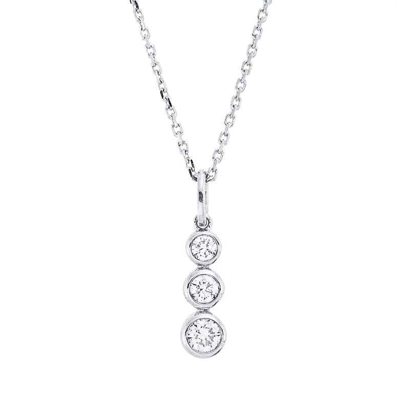 Collier 18 kt WG, mit Öse, 1 Brill. 0,05 ct, TW-si, 1 Brill. 0,08 ct, TW-si, 1 Brill. 0,03 ct, TW-si