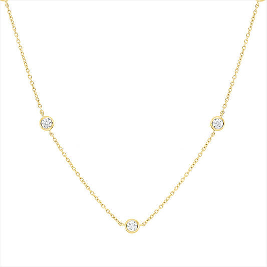 Collier 18 kt GG, mit ZÖ 42 cm, 43,5 cm, 9 Brill. 0,78 ct, TW-si