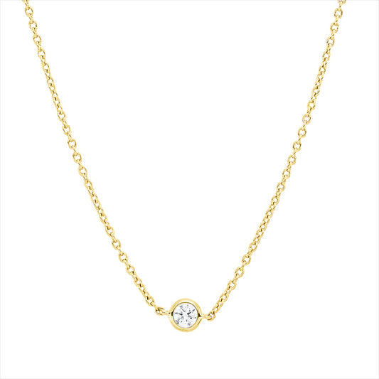Collier 18 kt GG, mit ZÖ 42 cm, 43,5cm, 5 Brill. 0,39 ct, TW-si