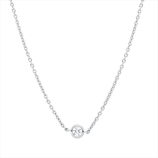Collier 18 kt WG, mit ZÖ 42 cm, 43,5cm, 5 Brill. 0,40 ct, TW-si