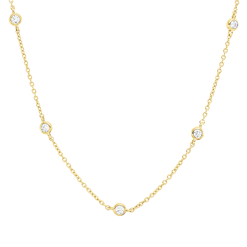 Collier 18 kt GG, mit ZÖ 42 cm, 43,5 cm, 14 Brill. 0,46 ct, TW-si