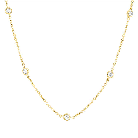 Collier 18 kt GG, mit ZÖ 42 cm, 43,5 cm, 14 Brill. 0,45 ct, TW-si