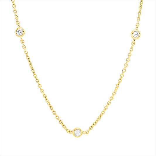 Collier 18 kt GG, mit ZÖ 42 cm, 43,5cm, 9 Brill. 0,29 ct, TW-si