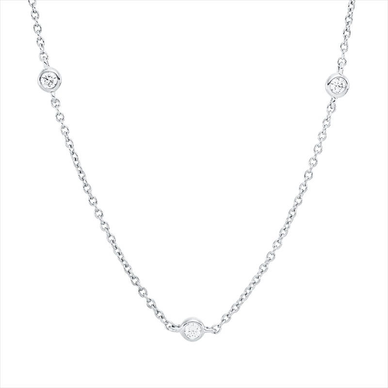 Collier 18 kt WG, mit ZÖ 42 cm, 43,5 cm, 9 Brill. 0,28 ct, TW-si