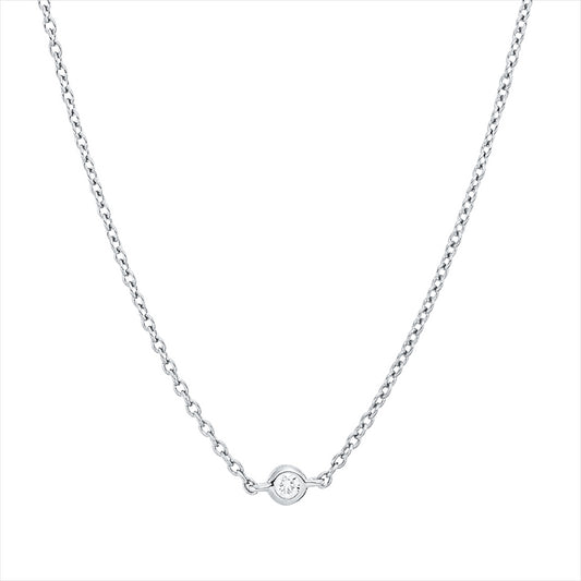 Collier 18 kt WG, mit ZÖ 42 cm, 43,5 cm, 5 Brill. 0,14 ct, TW-si